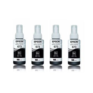 Kit Tintas Epson 673 T673 T673120 4 Pretos Original L800 L810 L1800 L805 L850 70ml