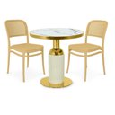 Ver imagem 1 de Conjunto Mesa de Jantar Redonda Imperial 70cm Branca com 2 Cadeiras Roma - Nude