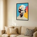 Ver imagem 2 de Quadro Decorativo Jovem Fone de Ouvido Arte - 70x50cm:moldura Branca