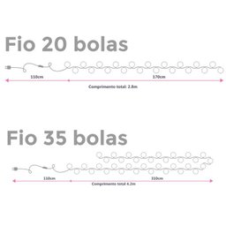 Fio de Luz LED Cormilu Copacabana 35 Bolas 220V - 2