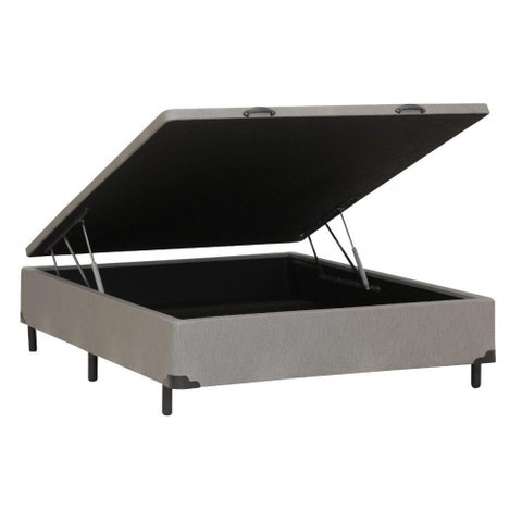 Base Cama Box Casal com Baú 138x188x30 Corino Linho Cinza Dancar Cinza