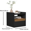Ver imagem 2 de Mesa de Cabeceira Suspensa com Porta Basculante Miguel Cor Preto / Nature - Comprar Moveis em Casa
