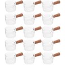 Ver imagem 1 de Kit 15 Molheiras de Vidro para Restaurantes Panquecarias 50ml Cremeiras com Cabo de Bambu