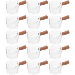Kit 15 Molheiras de Vidro para Restaurantes Panquecarias 50ml Cremeiras com Cabo de Bambu - 1