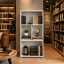 Ver imagem 1 de Livreiro Organizador 5 Nichos Branco em MDP Multiuso para Sala, Quarto, Escritório e Home Office