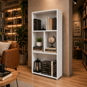 Ver imagem 2 de Livreiro Organizador 5 Nichos Branco em MDP Multiuso para Sala, Quarto, Escritório e Home Office