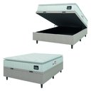 Ver imagem 1 de Cama Box Baú Colchão Casal Espuma D45 Lazio Pillow Top 138x188x70cm Branco / Bege Hellen
