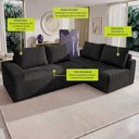 Ver imagem 3 de Sofá de Canto Modular Vibe Direito 2,70m x 1,70m Xpand Tech Tecido Velourê Preto Cama Inbox