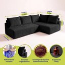 Ver imagem 2 de Sofá de Canto Modular Vibe Direito 2,70m x 1,70m Xpand Tech Tecido Velourê Preto Cama Inbox