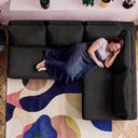 Ver imagem 7 de Sofá de Canto Modular Vibe Direito 2,70m x 1,70m Xpand Tech Tecido Velourê Preto Cama Inbox