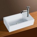 Ver imagem 1 de Cuba de Apoio Banheiro Lavabo Sobrepor Retangular de Porcelana Cerâmica Louça C272 - Premierdecor