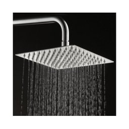 Chuveiro Ducha Quadrada Square Slim Inox 20x20cm com Braço Redondo Parede - 1