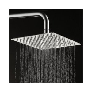 Chuveiro Ducha Quadrada Square Slim Inox 20x20cm com Braço Redondo Parede