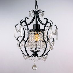 Lustre Candelabro Preto Pendente Cristal Acrílico LM1914 - 1 Lustre Candelabro Preto Pendente Cristal Acrílico LM1914 - 1