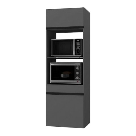 Paneleiro Armário Cozinha para Forno/Micro-Ondas 2 Portas Suspenso Milano Multimóveis Mp2418 Cinza