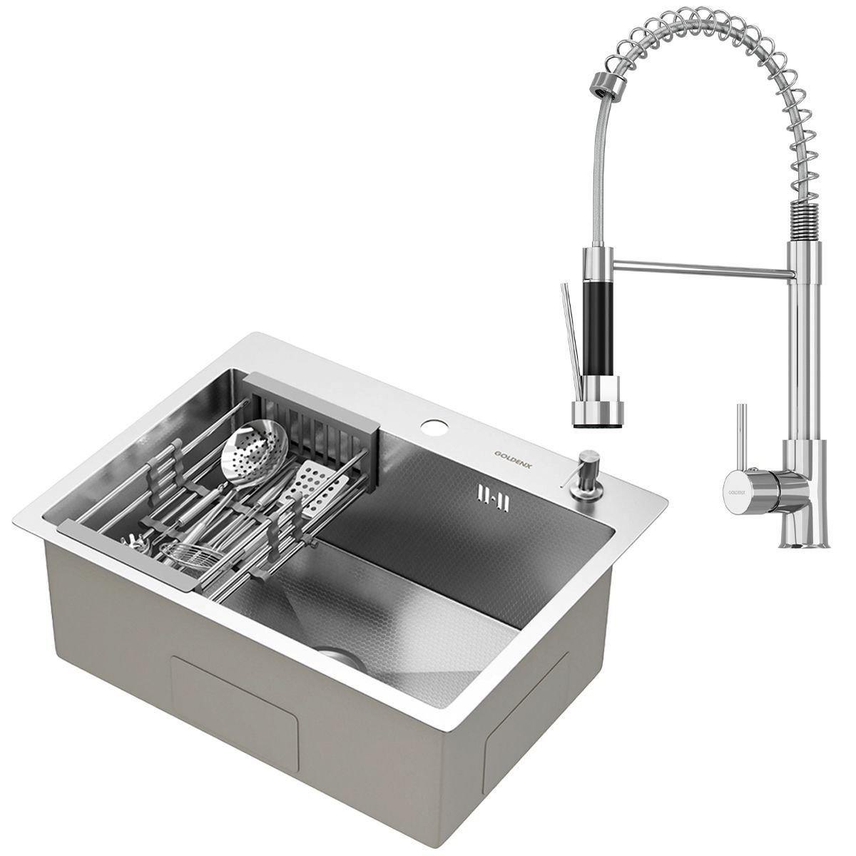 Kit Cuba Gourmet Quebec Aço Inox 304 e Torneira Gourmet Genebra Monocomando Goldenx
