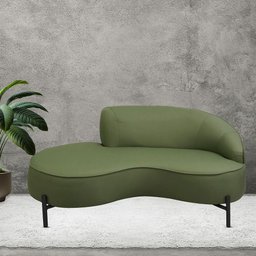 Sofá Curvo 03 Lugares 180cm Braço Esquerdo Thommy Pés Preto Fosco Linho Verde Claro - Casaepoltrona - 2