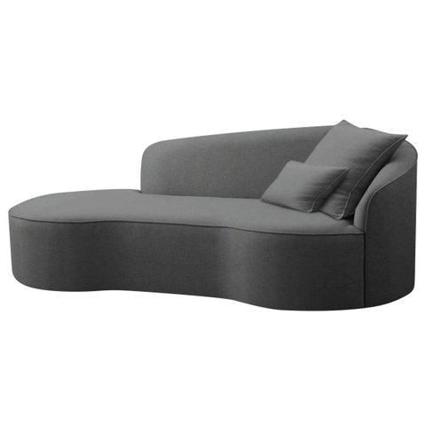 Divã Recamier Curvo Sala de Estar Inglaterra Lado Esquerdo 180cm Linho Cinza Escuro - Incasa Decor