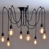 Pendente Aranha 8 Lâmpadas Retrô Industrial Preto Loft Luminária Vintage Lustre Design Spider Edison - 1