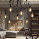 Ver imagem 2 de Pendente Aranha 8 Lâmpadas Retrô Industrial Preto Loft Luminária Vintage Lustre Design Spider Edison