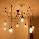 Ver imagem 3 de Pendente Aranha 8 Lâmpadas Retrô Industrial Preto Loft Luminária Vintage Lustre Design Spider Edison