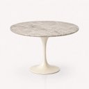 Ver imagem 1 de Mesa de Jantar Saarinen Redondo 130 cm Tampo Mármore Taj Mahal Base Laca Off White