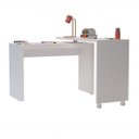 Ver imagem 3 de Escrivaninha Mesa Escritório em L ou Reta com 120cm Tampo Giratório e Rodízio Bc 31 Branca