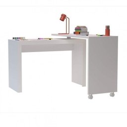 Escrivaninha Mesa Escritório em L ou Reta com Tampo Giratório e Rodízio Bc 31 - 3