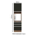 Ver imagem 2 de Torre Quente Madesa Glamy 60 cm 1 Porta 3 Gavetas Rustic/Preto Cor:Rustic/Preto