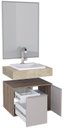 Ver imagem 1 de Conjunto Espelho Bisotê + Bancada em Porcelanato + Gabinete 100% MDF Com Gaveta Dupla Puxadores em A