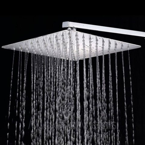 Ducha Quadrada 25x25 Inox SUS304 25cm Borda Fina com Braço Quadrado - Máxima Metais
