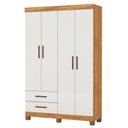 Ver imagem 3 de Guarda-roupa Solteiro Genova 4 Portas 2 Gavetas 22112 Cinamomo/off White - Carioca Móveis