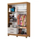 Ver imagem 4 de Guarda-roupa Solteiro Genova 4 Portas 2 Gavetas 22112 Cinamomo/off White - Carioca Móveis