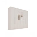 Ver imagem 3 de Guarda Roupa Casal Crsal 6 Portas de Bater 2 Gavetas MDP com Espelho Branco Multimóveis