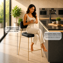 Ver imagem 4 de Kit 2 Banquetas Cozinha Altas Estofadas Camila com Encosto Dourado Preto