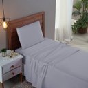 Ver imagem 1 de Kit Roupa Cama Solteiro 100% Algodão 3 Peças Percal 300 Fios Hotel Pousada:cinza