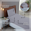 Ver imagem 6 de Kit Roupa Cama Solteiro 100% Algodão 3 Peças Percal 300 Fios Hotel Pousada:cinza