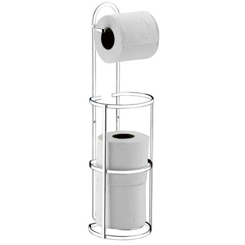 Suporte Porta Papel Higiênico De Chão Parede Aço Papeleira Cromado