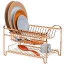 Ver imagem 3 de Escorredor Louças Duplo 16 Pratos Suporte Talheres Rosé Gold