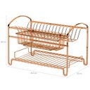 Ver imagem 2 de Escorredor Louças Duplo 16 Pratos Suporte Talheres Rosé Gold