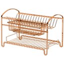 Ver imagem 1 de Escorredor Louças Duplo 16 Pratos Suporte Talheres Rosé Gold