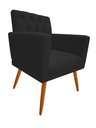 Ver imagem 2 de Poltrona Decorativa Nina Capitonê Suede Preto Pés Madeira Ms Decor