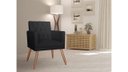 Ver imagem 3 de Poltrona Decorativa Nina Capitonê Suede Preto Pés Madeira Ms Decor