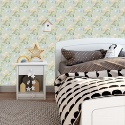 Papel de Parede Adesivo Dinossauro Fundo Bolinha Verde 15m - 2