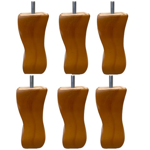 Kit 06 Pés de Madeira Torneados Provençal V01 Luis Xv Mel 13 Cm Móveis - Inoviza