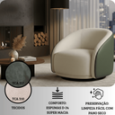Ver imagem 5 de Poltrona Orgânica Giratória Luxuosa Bouclé Bege Corino Verde Design Moderno Sala Estar Quarto Hall