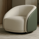 Ver imagem 1 de Poltrona Orgânica Giratória Luxuosa Bouclé Bege Corino Verde Design Moderno Sala Estar Quarto Hall