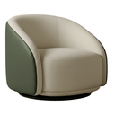 Ver imagem 2 de Poltrona Orgânica Giratória Luxuosa Bouclé Bege Corino Verde Design Moderno Sala Estar Quarto Hall