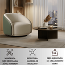 Ver imagem 6 de Poltrona Orgânica Giratória Luxuosa Bouclé Bege Corino Verde Design Moderno Sala Estar Quarto Hall