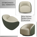 Ver imagem 3 de Poltrona Orgânica Giratória Luxuosa Bouclé Bege Corino Verde Design Moderno Sala Estar Quarto Hall